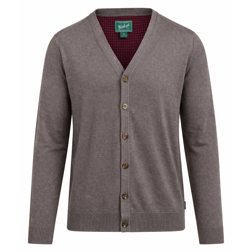 Woolrich Cardigan Sweater mens XL Brown wool blend‎ V Neck Classic grandpa core